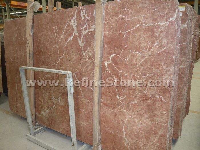 coral red marble slab