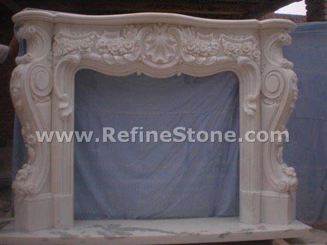 Natural marble fireplace