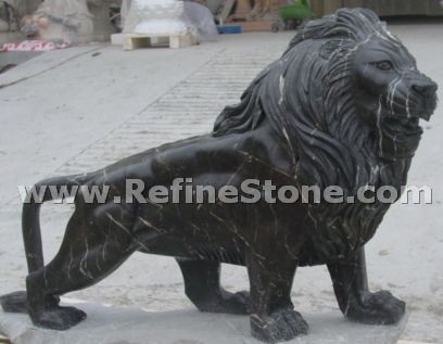 black marble lion statue