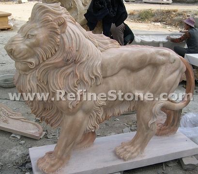 Outdoor carving lion sculpture