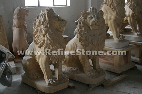 Natural stone lion sculpture