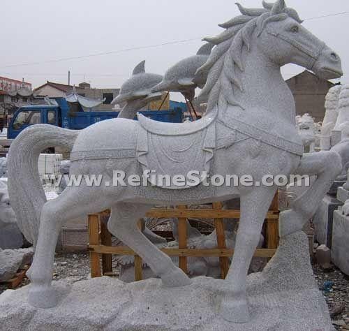 Running horse granite carving