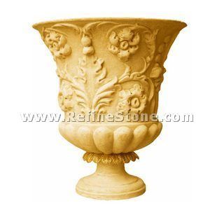 carved natural stone flowerpot