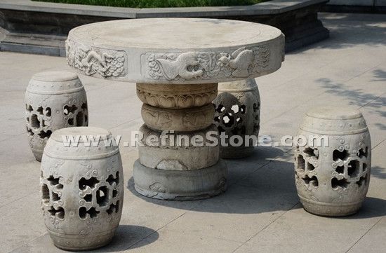 garden stone bench and table