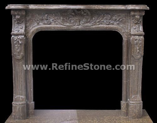 Brown marble polished fireplace