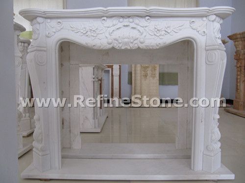 Premium pure white marble fireplace