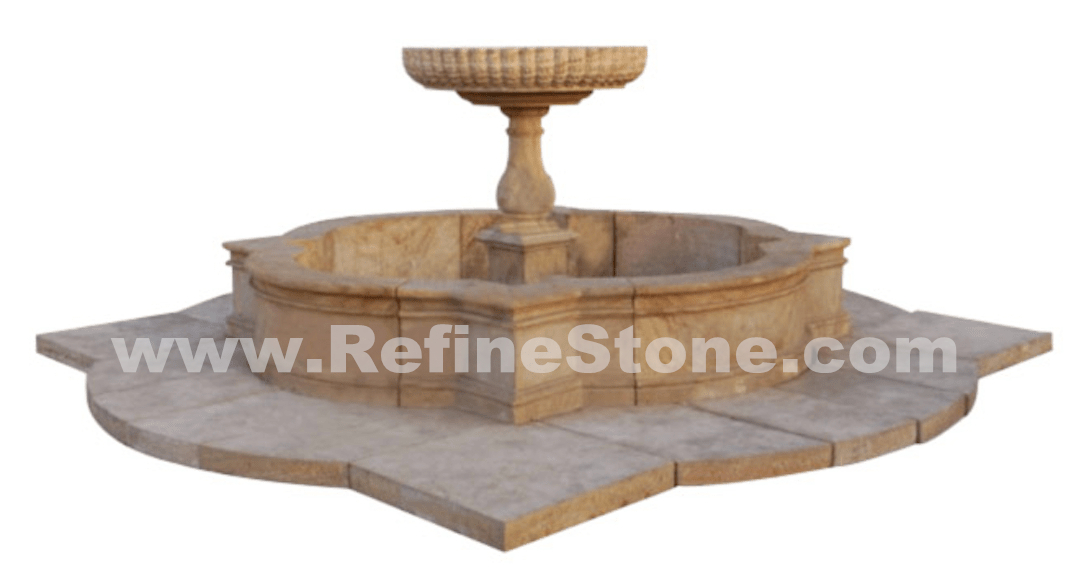 yellow limestone stone fountain