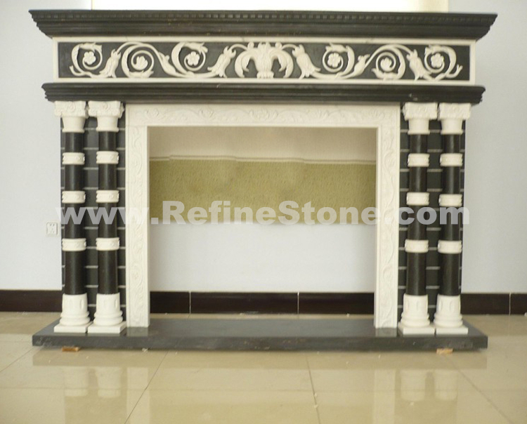 Double Pillar Marble Fireplace