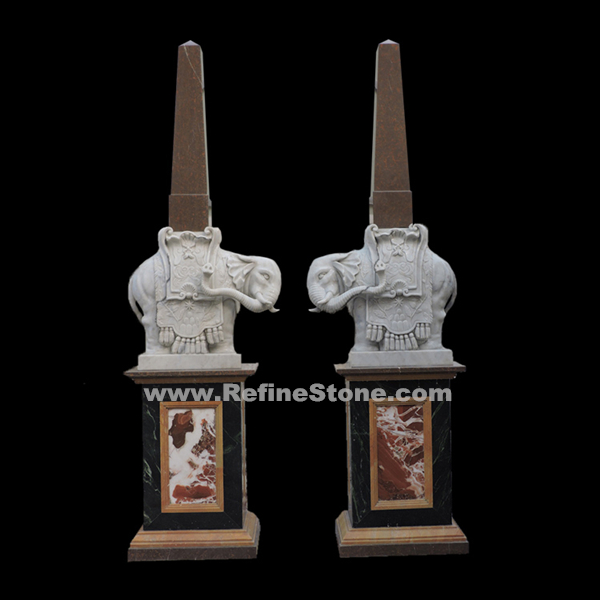 Carved Stone Pillar with Animals