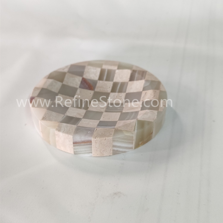Travertine and onyx mixed color ashtray