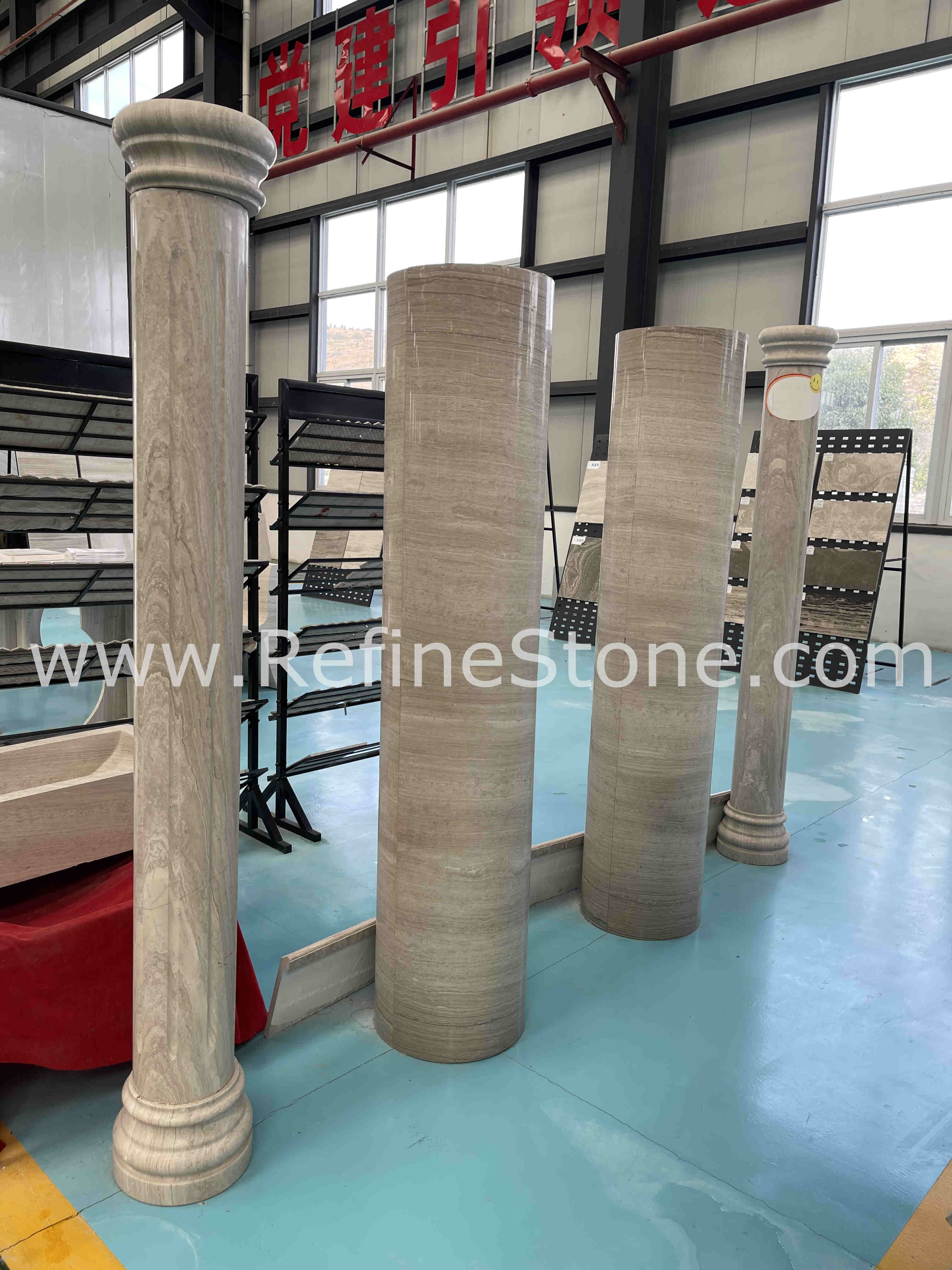 wooden marble columns
