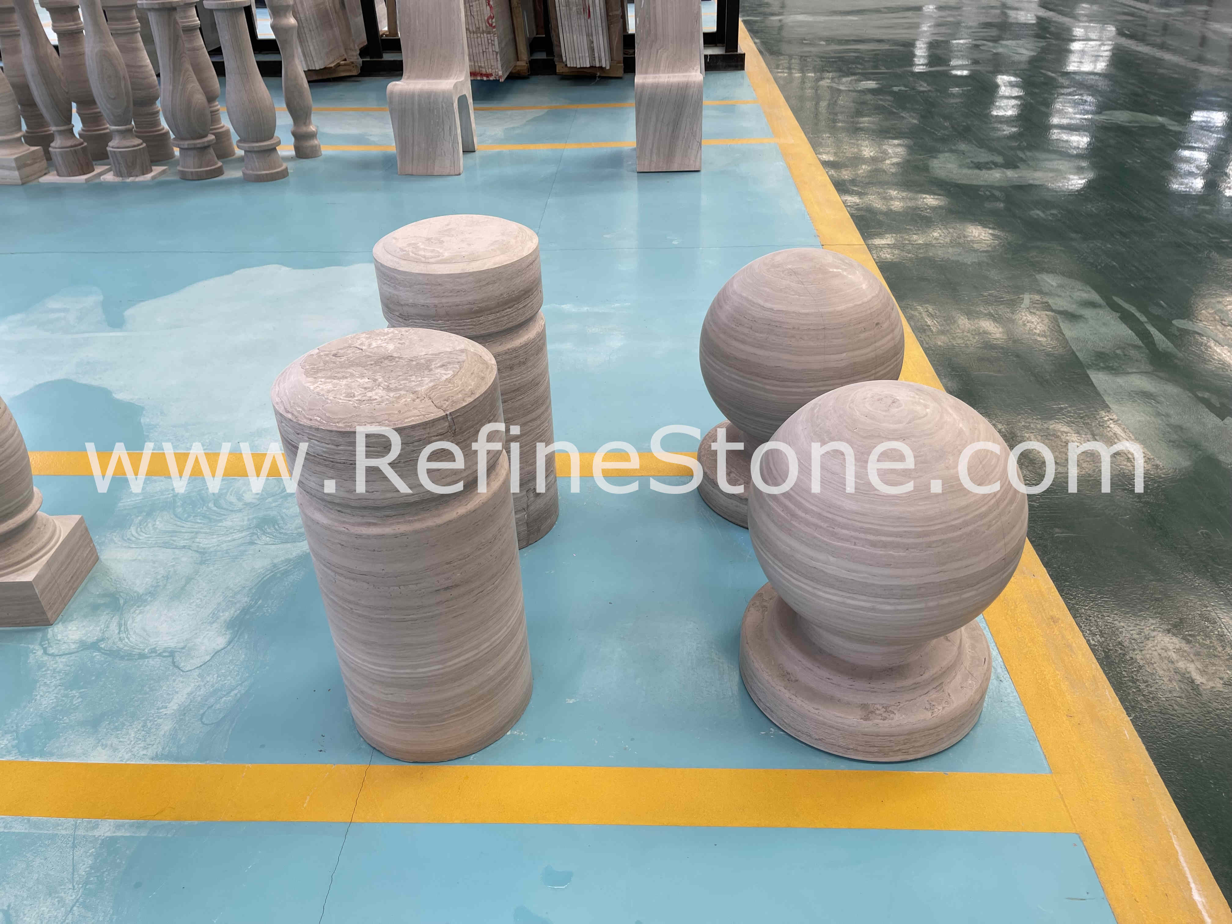 wooden marble car stop stone