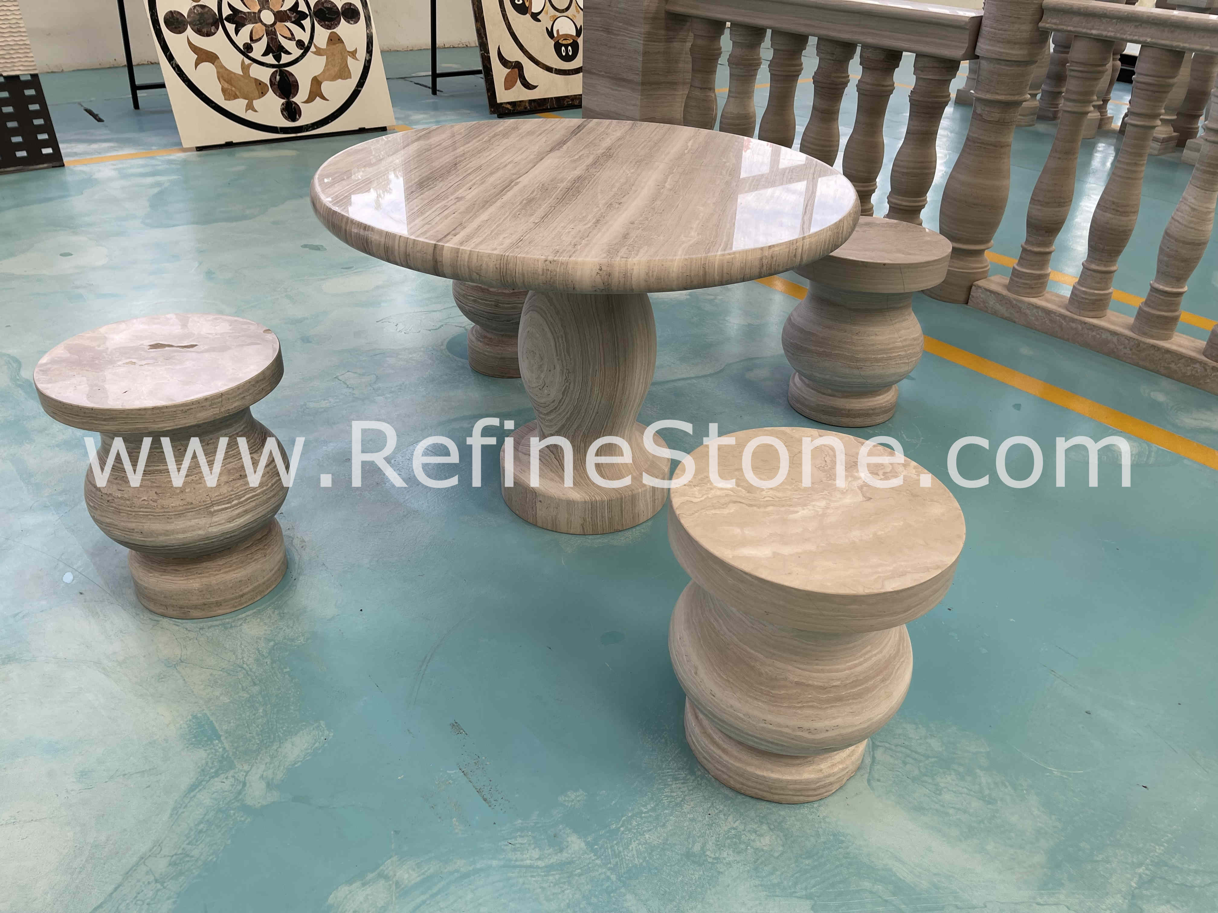 wooden marble round table